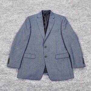 Chaps Blazer Mens 40R Blue Textured Two Button Notch Lapel Sport Coat Poly Rayon